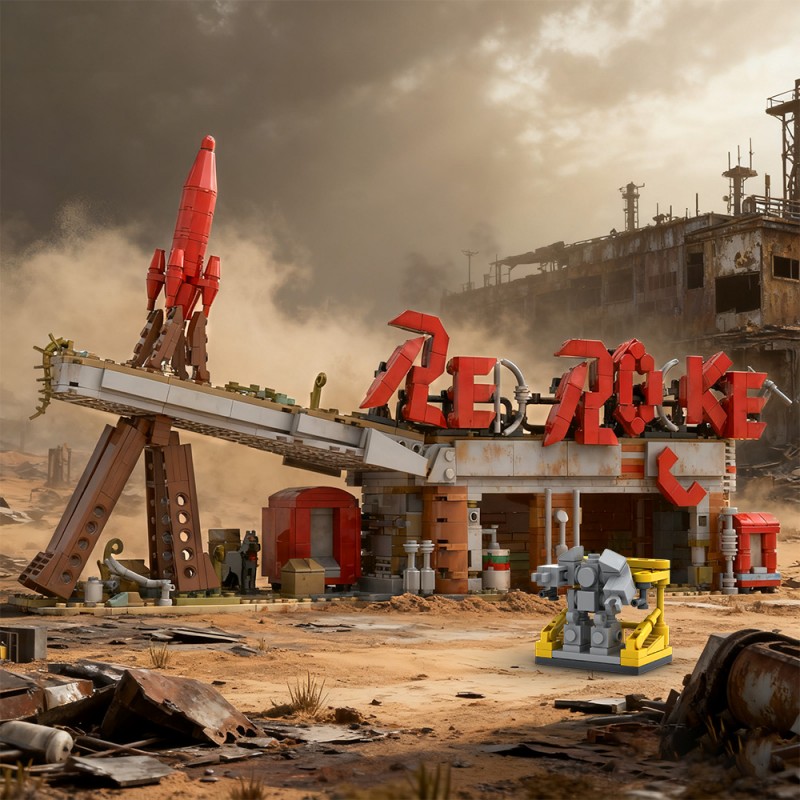 GOBRICKS MOC S0054 Red Rocket Modular Gas Station from Fallout - YWOBB