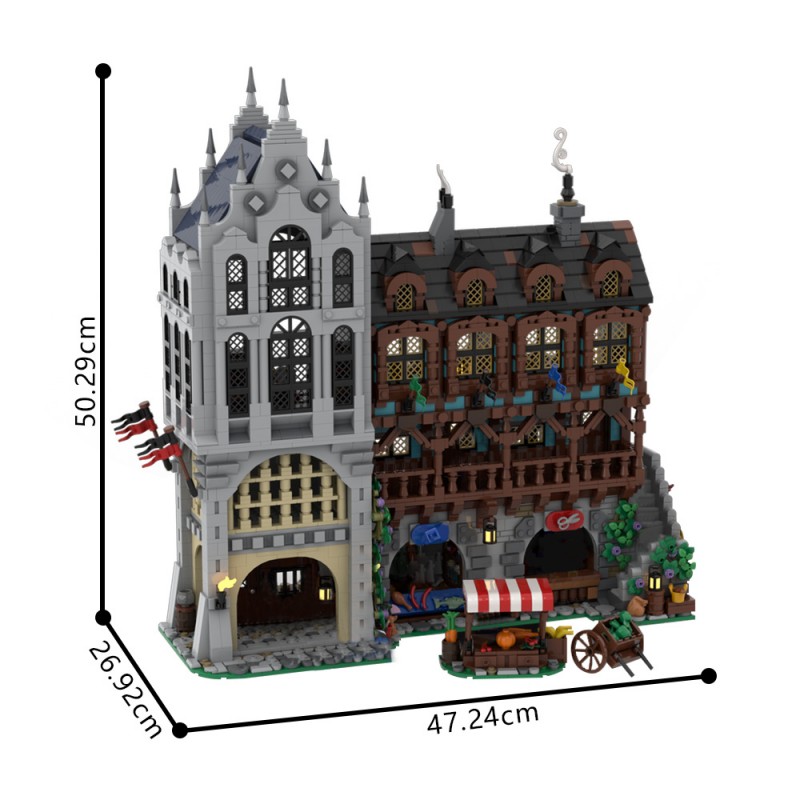 GOBRICKS MOC 221582 Medieval Town Square - YWOBB