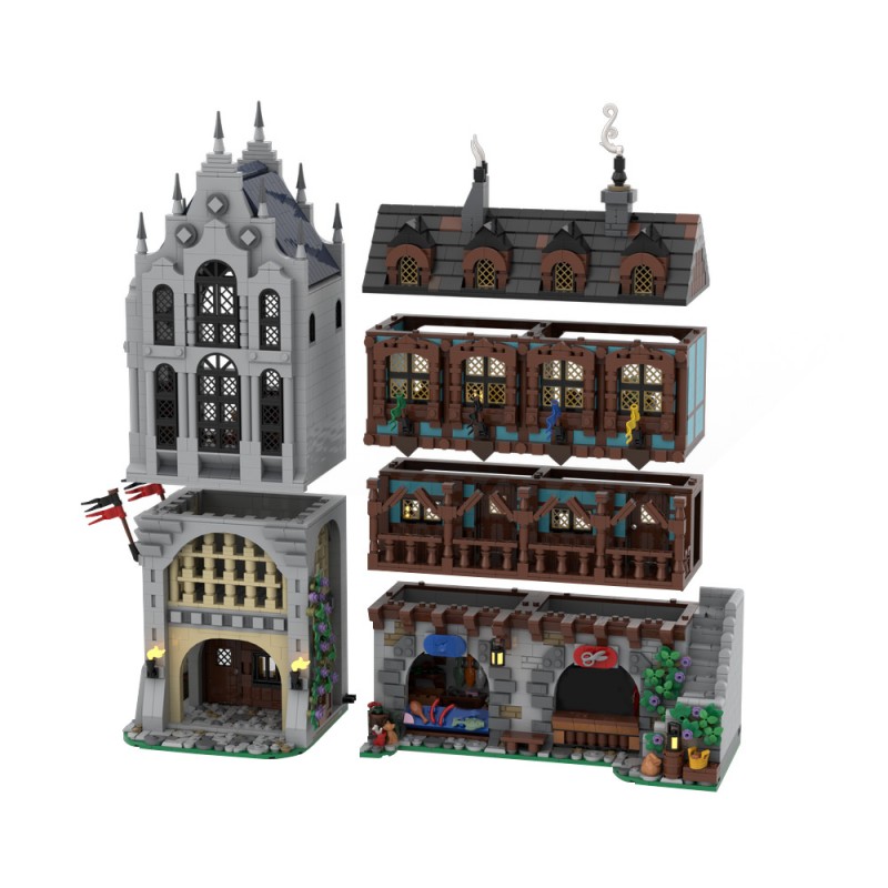GOBRICKS MOC 221582 Medieval Town Square - YWOBB