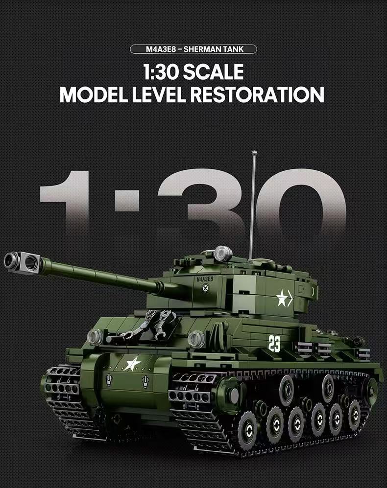 Reobrix 77030 World of Tanks M4A3E8 Sherman Tank 1:30 - YWOBB