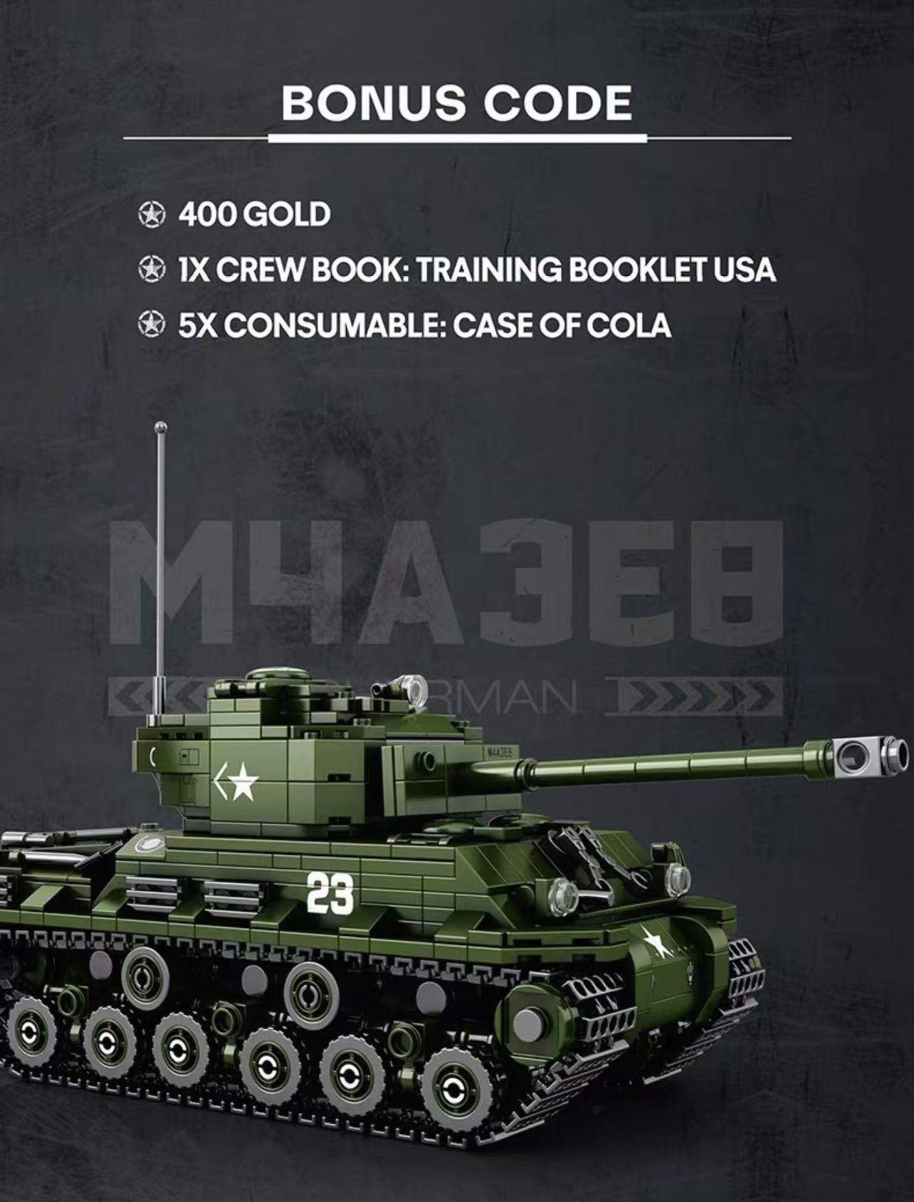 Reobrix 77030 World of Tanks M4A3E8 Sherman Tank 1:30 - YWOBB