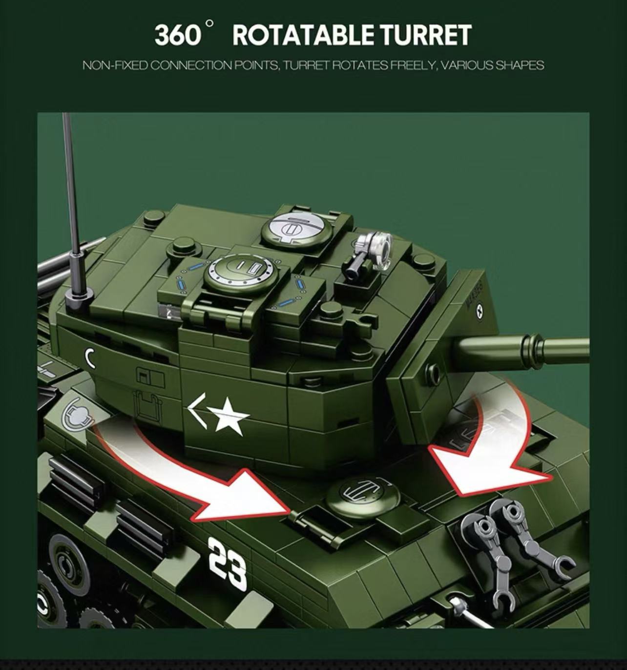 Reobrix 77030 World of Tanks M4A3E8 Sherman Tank 1:30 - YWOBB