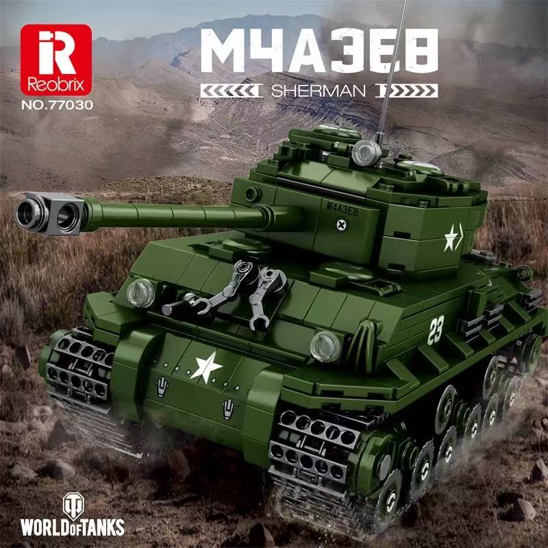 Reobrix 77030 World of Tanks M4A3E8 Sherman Tank 1:30 - YWOBB