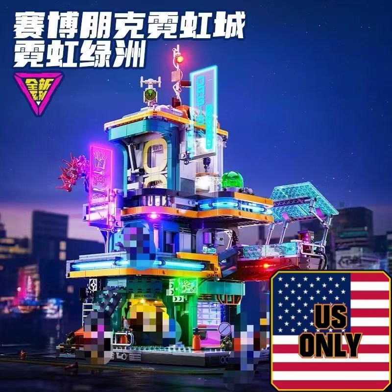FunWhole F9042 Cyberpunk Neon City: Neon Oasis Apartment Building OVP US Warehouse Version - YWOBB