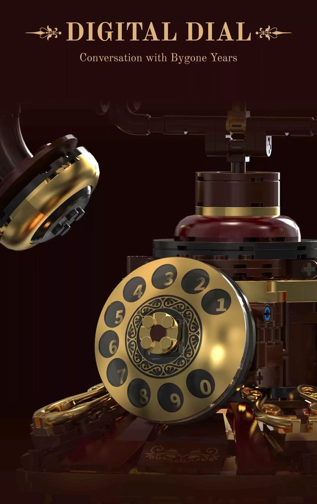 HUIYOYOYI H1014 Vintage Fusion Collage of Vintage Telephone & Carousel - YWOBB