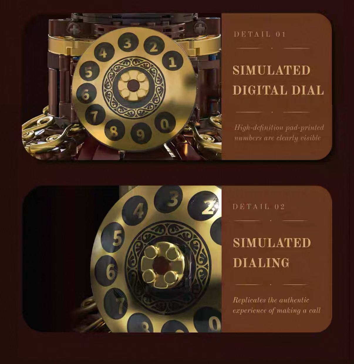 HUIYOYOYI H1014 Vintage Fusion Collage of Vintage Telephone & Carousel - YWOBB