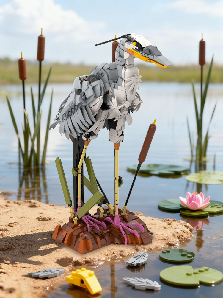 GOBRICKS MOC A2297 Ardea cinerea Grey Heron - YWOBB