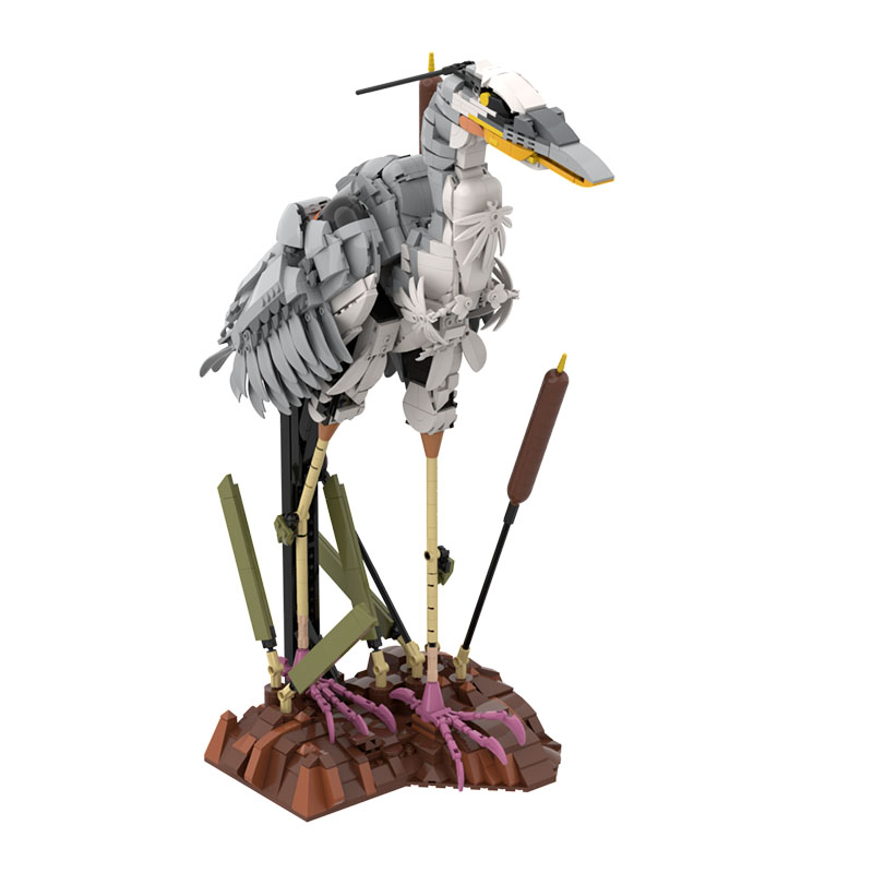 GOBRICKS MOC A2297 Ardea cinerea Grey Heron - YWOBB