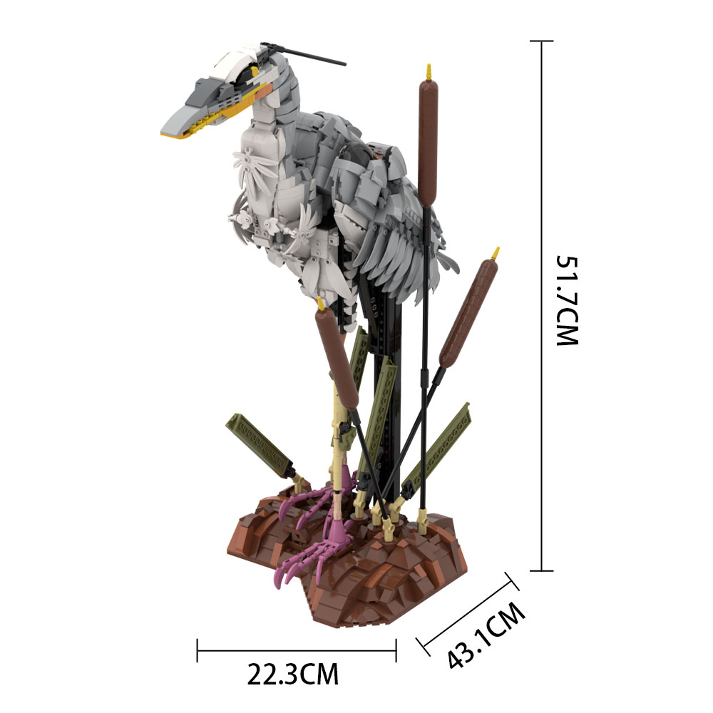 GOBRICKS MOC A2297 Ardea cinerea Grey Heron - YWOBB
