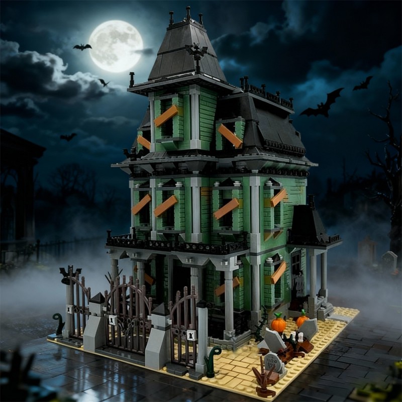GOBRICKS MOC 231107 Monsters Haunted Mansion Alternate build of 3x31167 - YWOBB