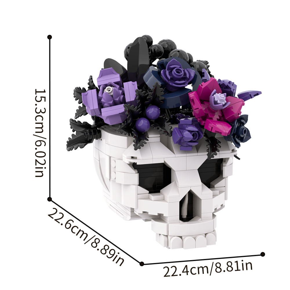 GOBRICKS MOC S0112 Gothic Series – Black-Purple Skull Flower - YWOBB