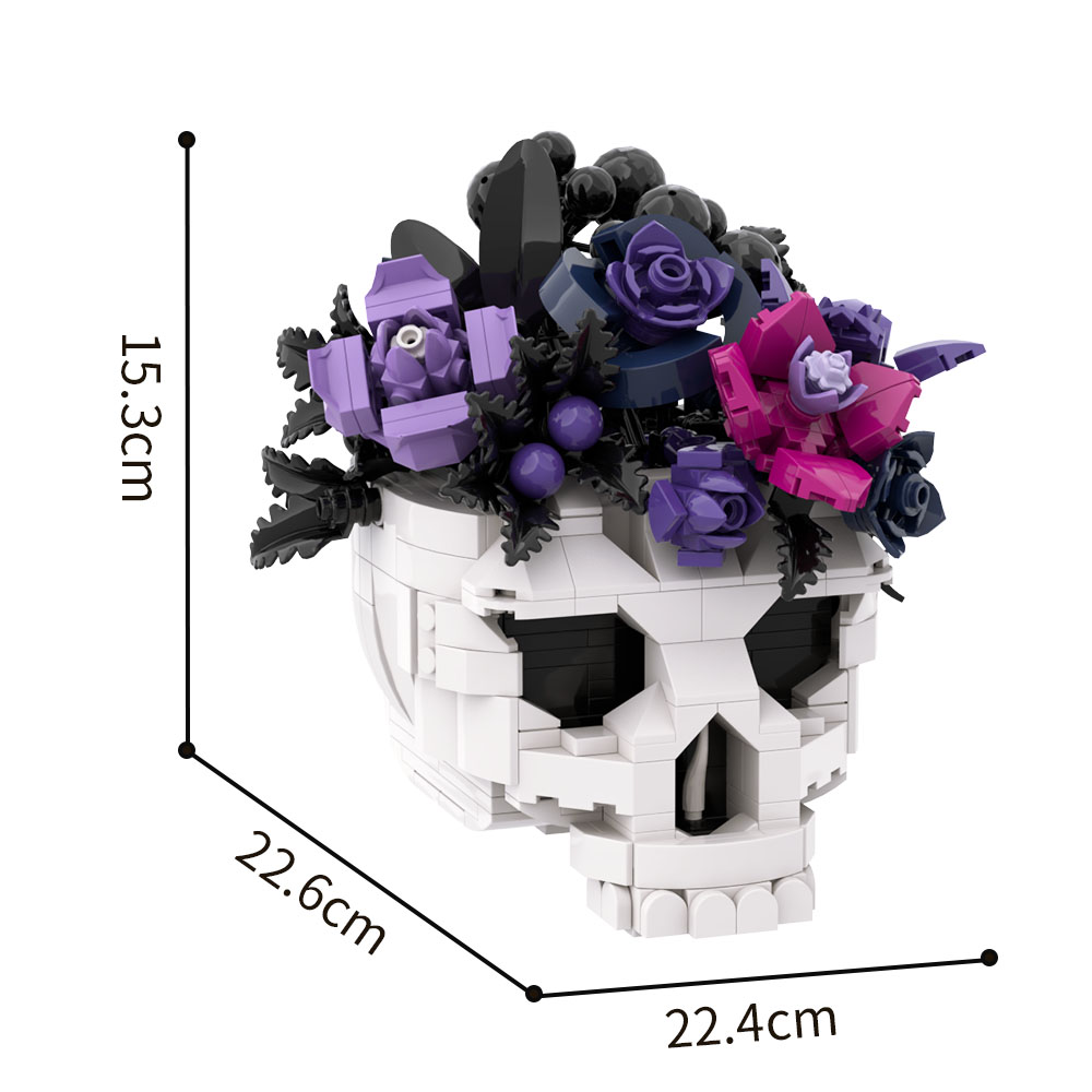 GOBRICKS MOC S0112 Gothic Series – Black-Purple Skull Flower - YWOBB