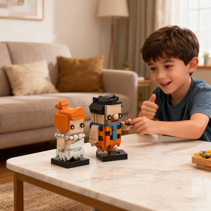 GOBRICKS MOC S0107Y01 The Flintstones — Fred and Wilma - YWOBB