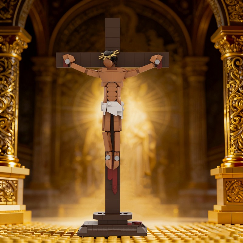 GOBRICKS MOC S0118 Jesus Crucified on the Cross Statue - YWOBB