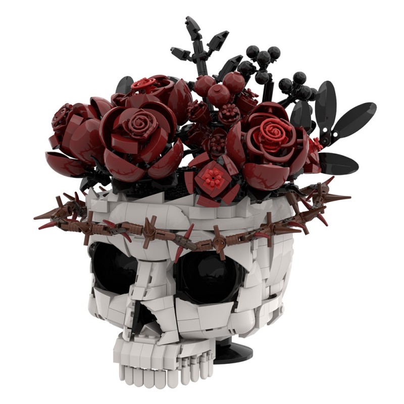 GOBRICKS MOC S0098 Gothic skull Preserved roses - YWOBB