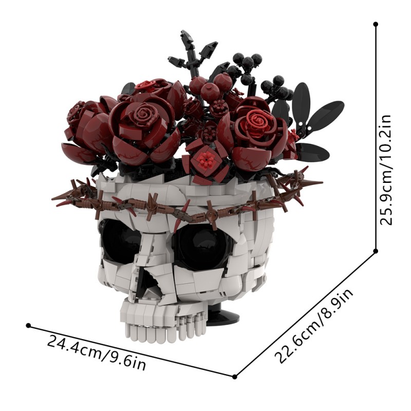 GOBRICKS MOC S0098 Gothic skull Preserved roses - YWOBB