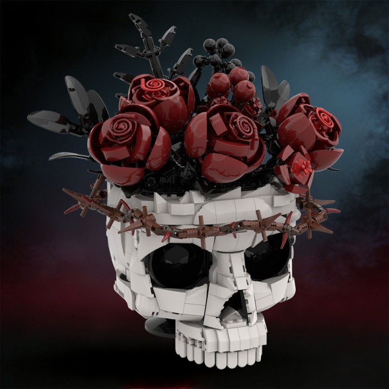 GOBRICKS MOC S0098 Gothic skull Preserved roses - YWOBB