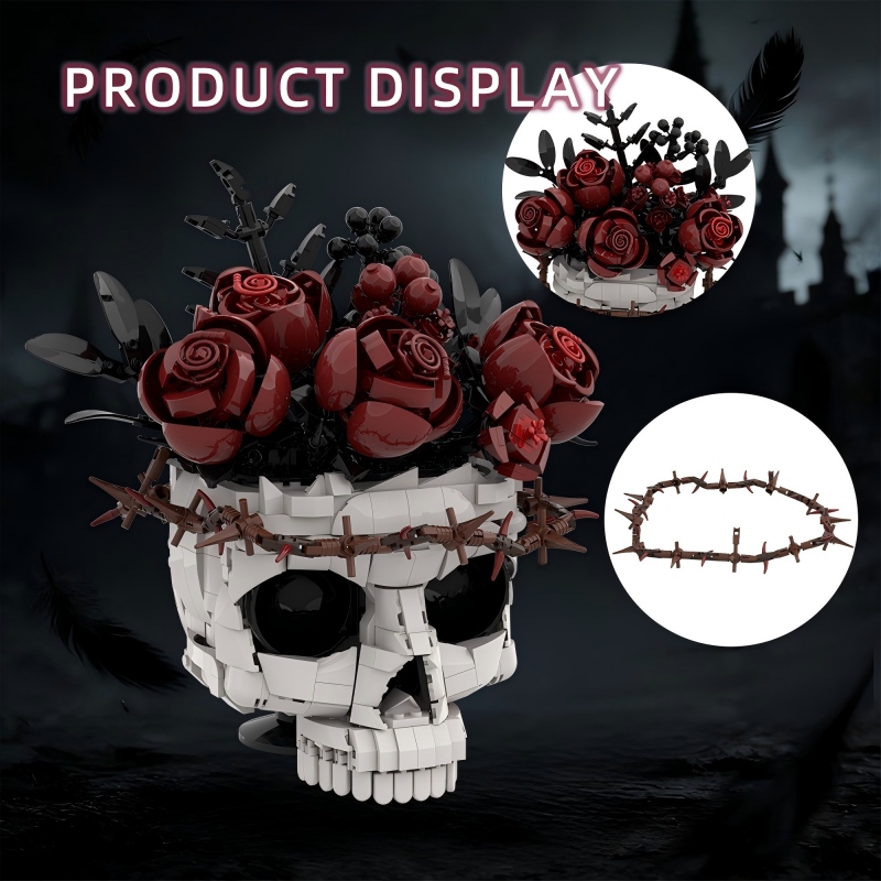GOBRICKS MOC S0098 Gothic skull Preserved roses - YWOBB