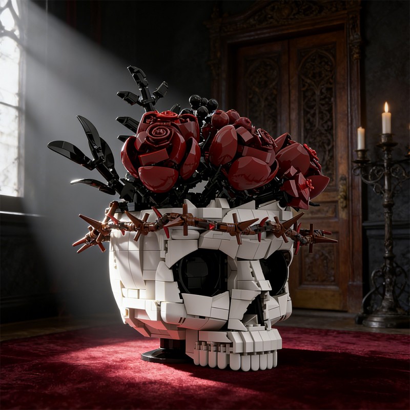 GOBRICKS MOC S0098 Gothic skull Preserved roses - YWOBB