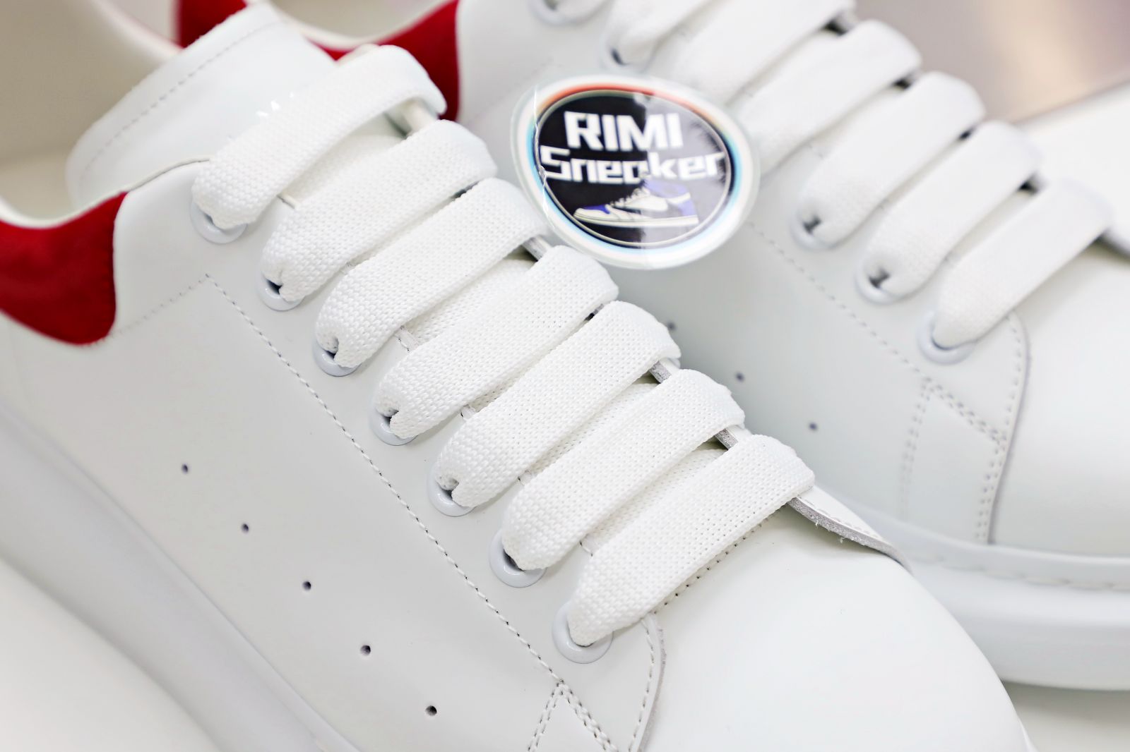 Alexander McQueen WHITE SMOOTH CALF LEATHER RED SUEDE