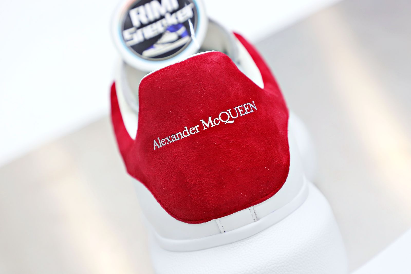 Alexander McQueen WHITE SMOOTH CALF LEATHER RED SUEDE