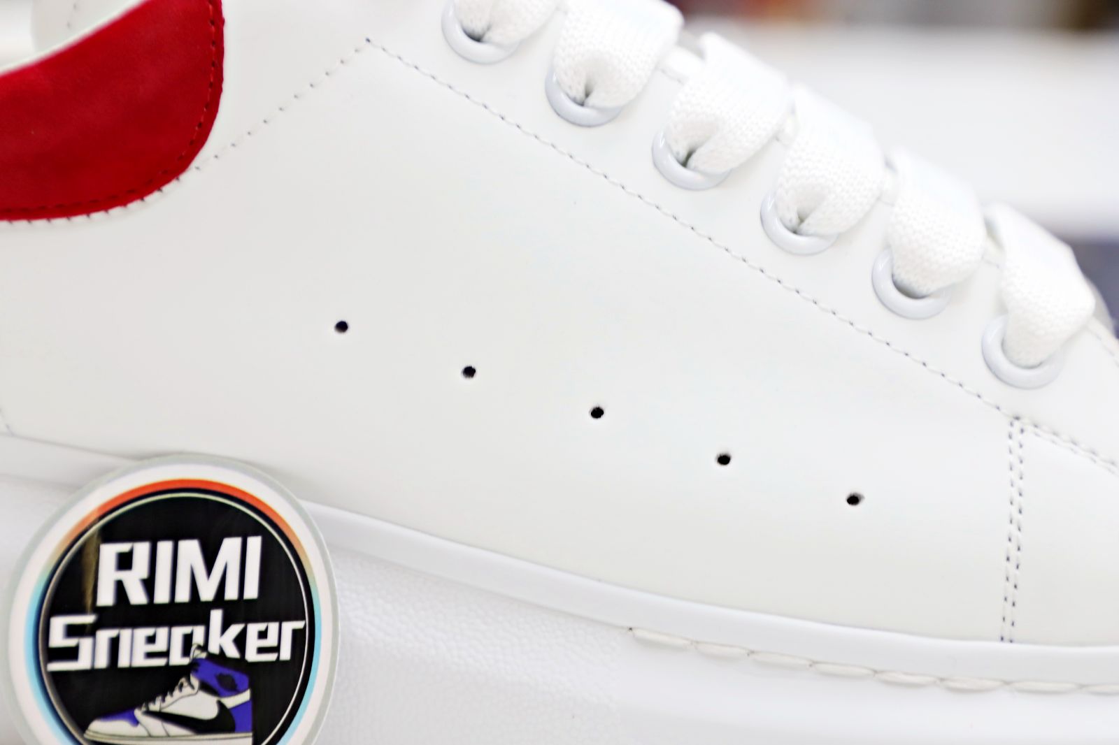 Alexander McQueen WHITE SMOOTH CALF LEATHER RED SUEDE