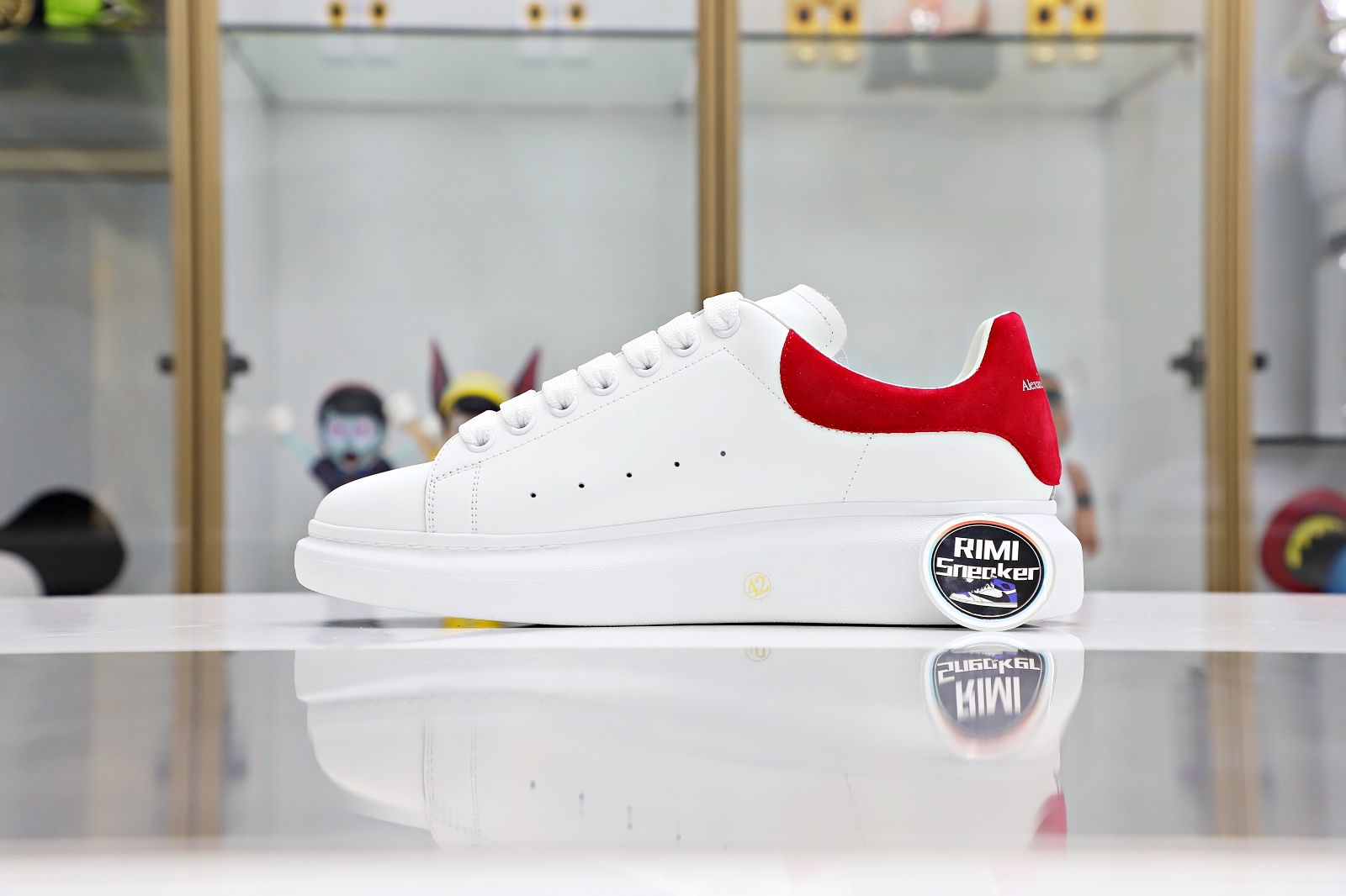 Alexander McQueen WHITE SMOOTH CALF LEATHER RED SUEDE