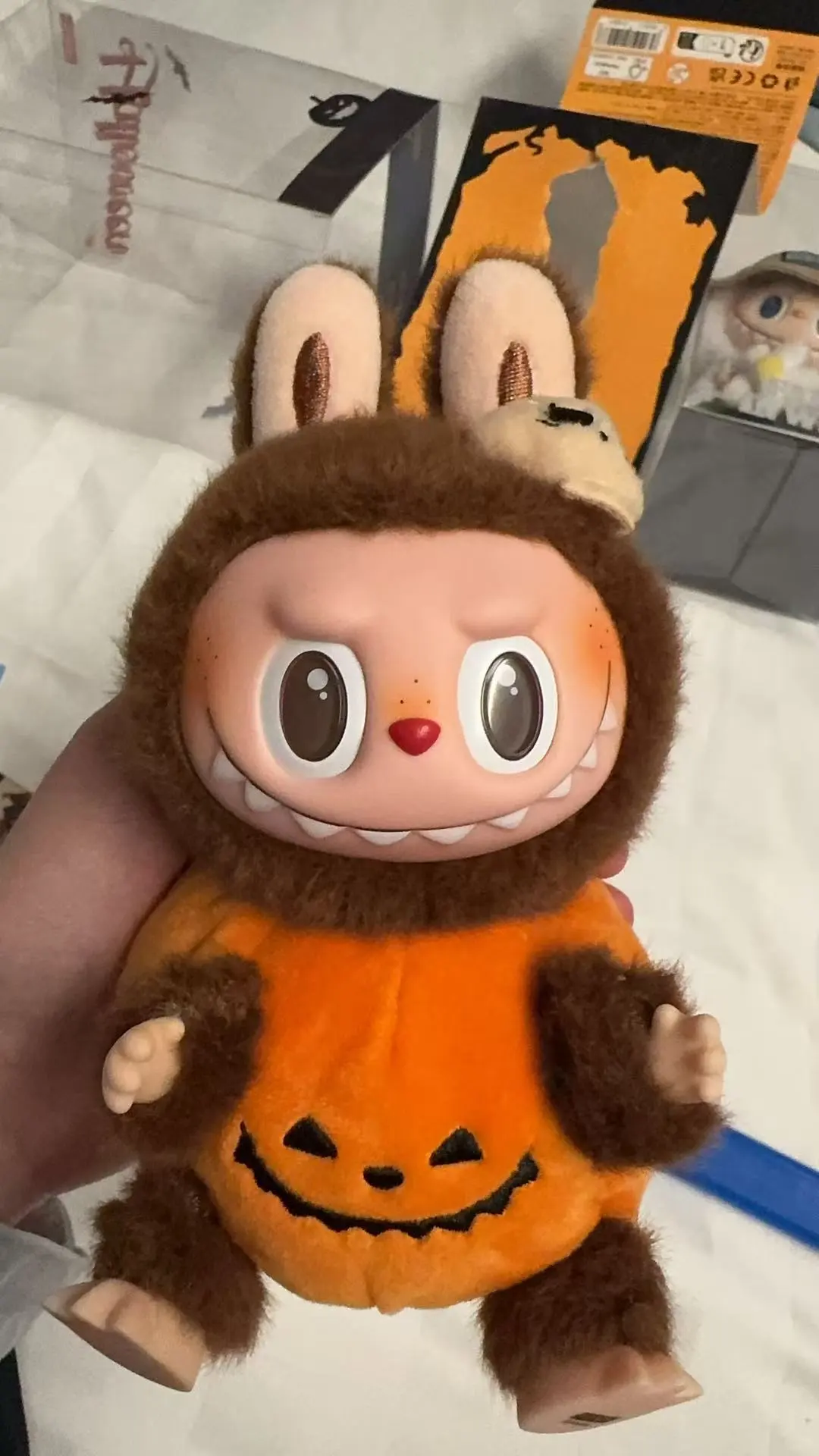 LABUBU Happy Halloween Party Series-Sitting Pumpkin Vinyl Plush Pendant