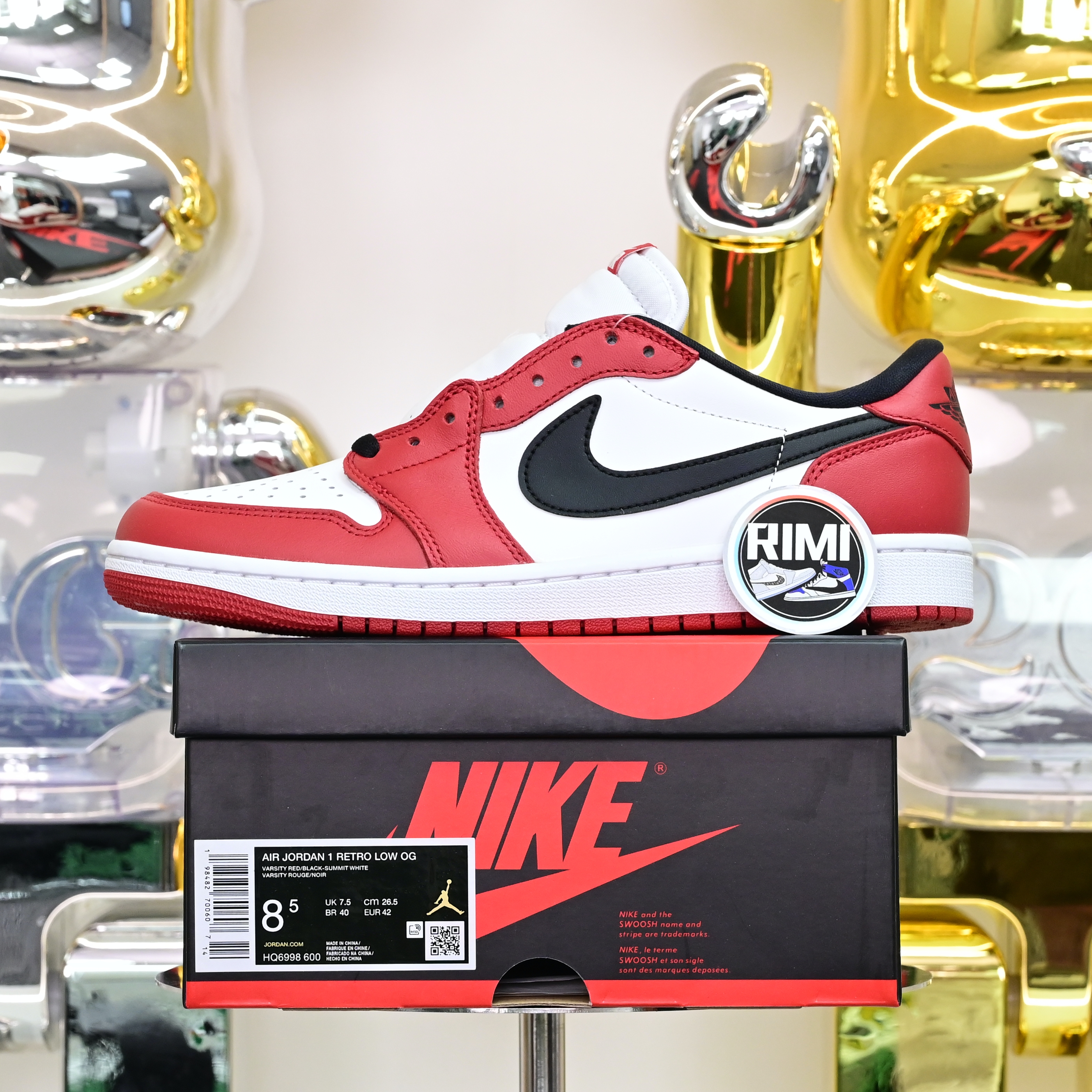 Air Jordan 1 RETRO LOW OG“Black Muslin Varsity Red” HQ6998-600