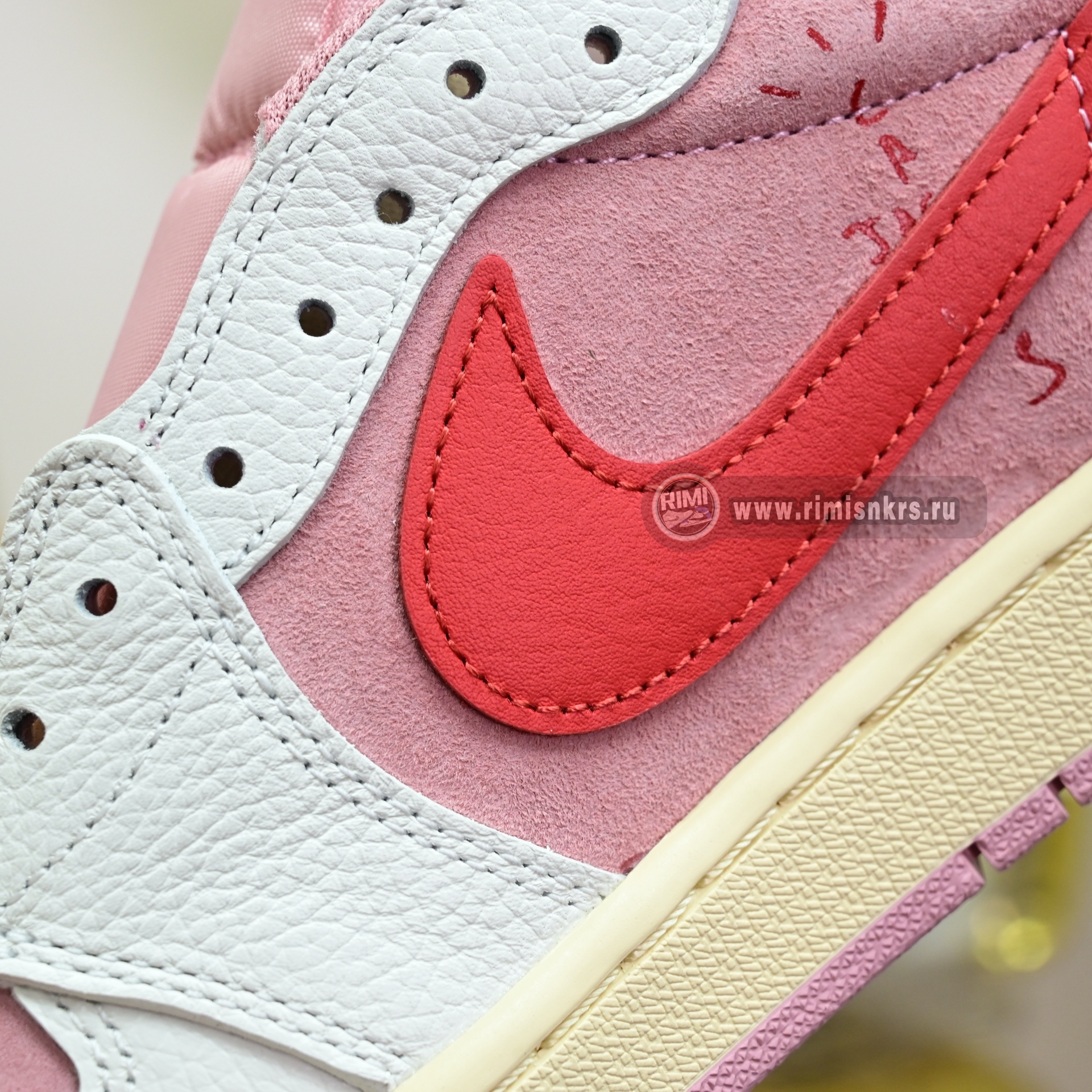 Travis Scott x Jordan 1 Retro Low Sail Shy Pink  DM7866-100