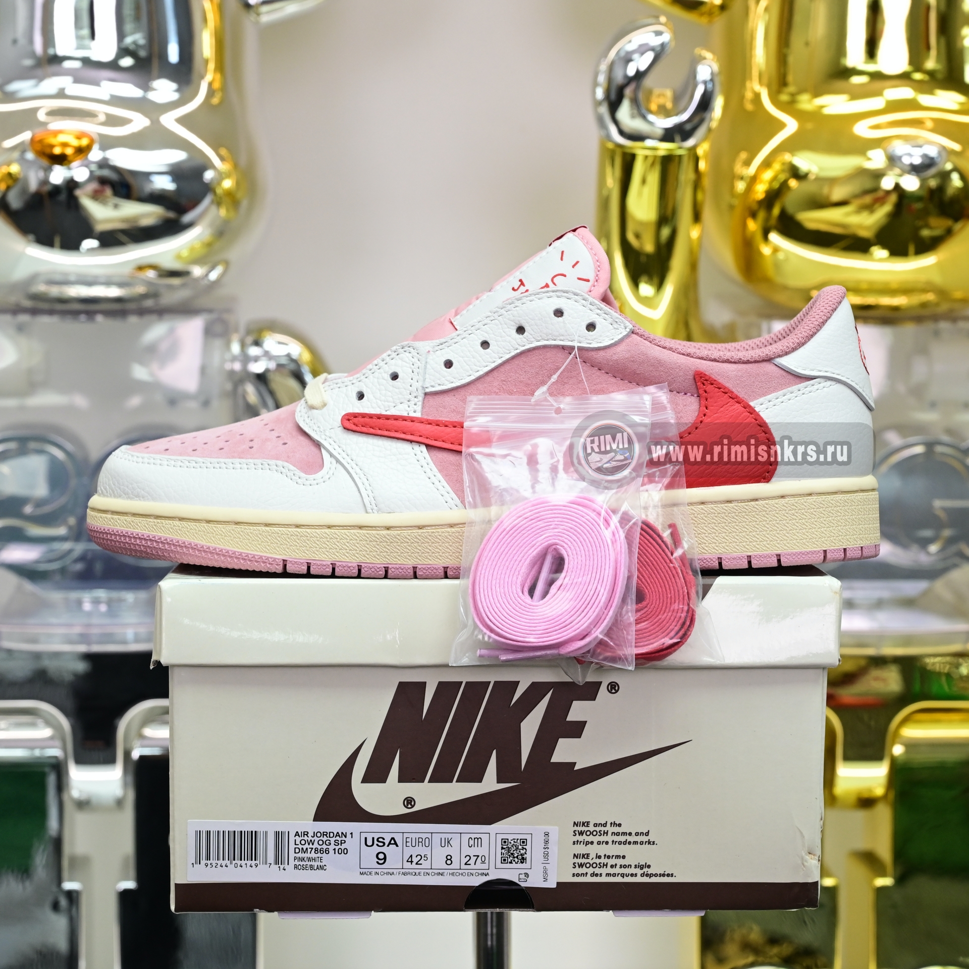 Travis Scott x Jordan 1 Retro Low Sail Shy Pink  DM7866-100