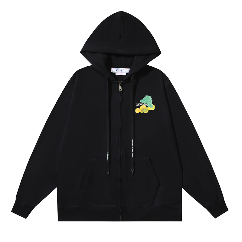 103_145 Off White Hoodie With Ziper
